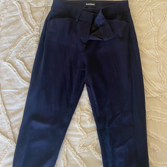Express Navy Blue Mid-Rise Skinny Pants - Picture 9 of 11